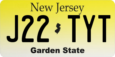 NJ license plate J22TYT
