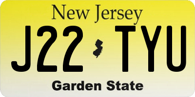 NJ license plate J22TYU