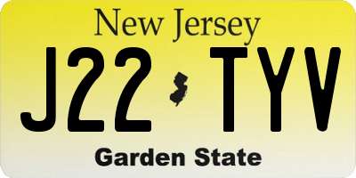 NJ license plate J22TYV