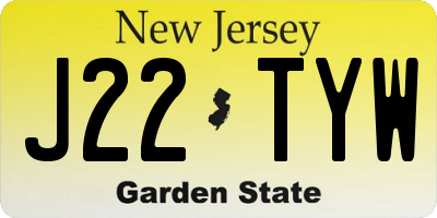 NJ license plate J22TYW