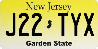NJ license plate J22TYX