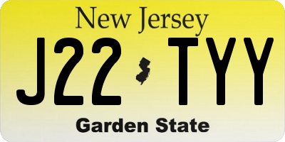 NJ license plate J22TYY