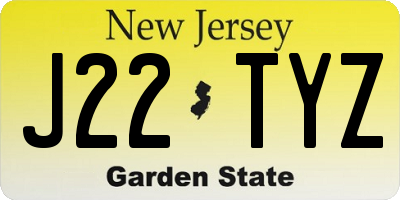 NJ license plate J22TYZ
