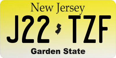 NJ license plate J22TZF