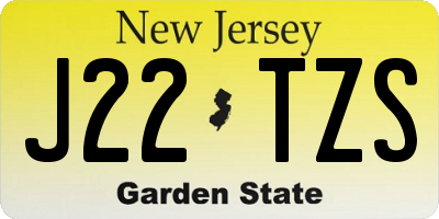 NJ license plate J22TZS