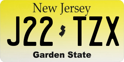 NJ license plate J22TZX