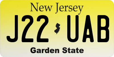NJ license plate J22UAB