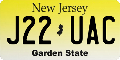 NJ license plate J22UAC