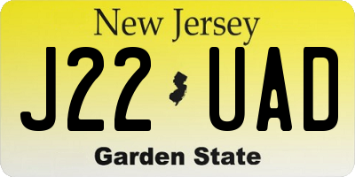 NJ license plate J22UAD