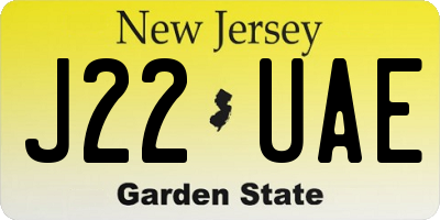 NJ license plate J22UAE