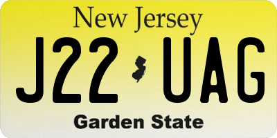 NJ license plate J22UAG