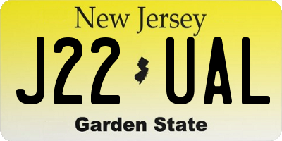 NJ license plate J22UAL