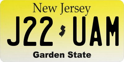 NJ license plate J22UAM