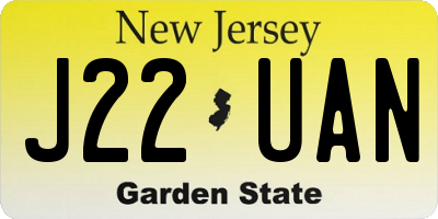 NJ license plate J22UAN