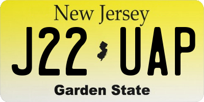 NJ license plate J22UAP