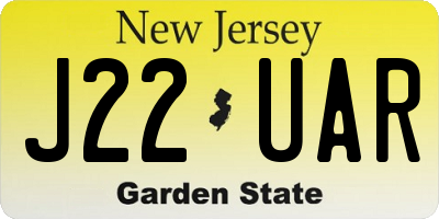 NJ license plate J22UAR