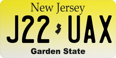 NJ license plate J22UAX