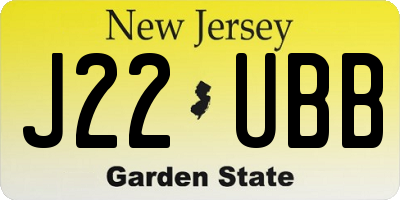 NJ license plate J22UBB