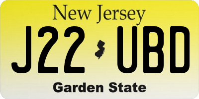 NJ license plate J22UBD