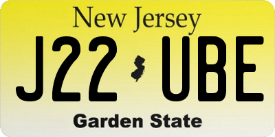 NJ license plate J22UBE
