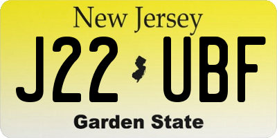 NJ license plate J22UBF