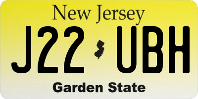 NJ license plate J22UBH