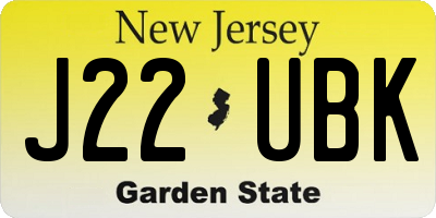 NJ license plate J22UBK