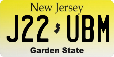 NJ license plate J22UBM