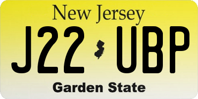 NJ license plate J22UBP