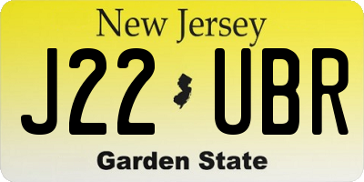 NJ license plate J22UBR