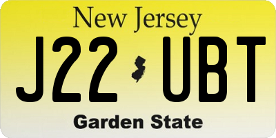NJ license plate J22UBT