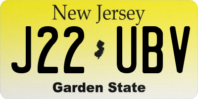 NJ license plate J22UBV