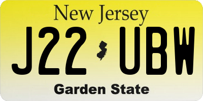 NJ license plate J22UBW