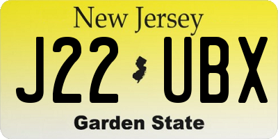 NJ license plate J22UBX