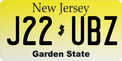 NJ license plate J22UBZ