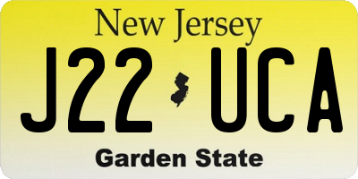 NJ license plate J22UCA
