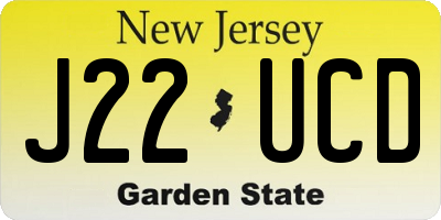 NJ license plate J22UCD