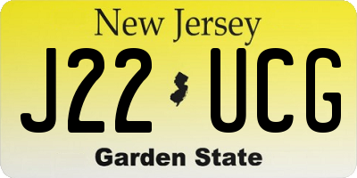 NJ license plate J22UCG