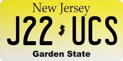NJ license plate J22UCS