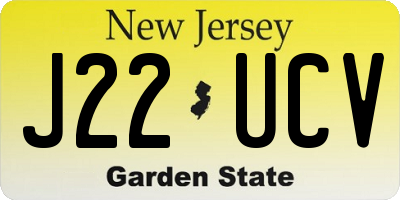 NJ license plate J22UCV