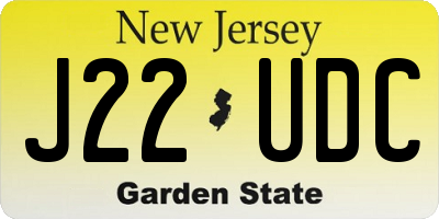 NJ license plate J22UDC