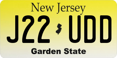 NJ license plate J22UDD