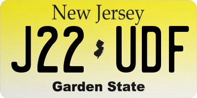 NJ license plate J22UDF