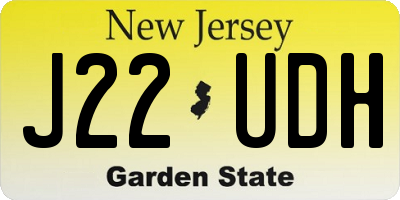 NJ license plate J22UDH