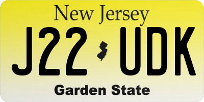 NJ license plate J22UDK