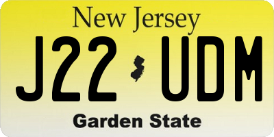 NJ license plate J22UDM