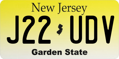 NJ license plate J22UDV