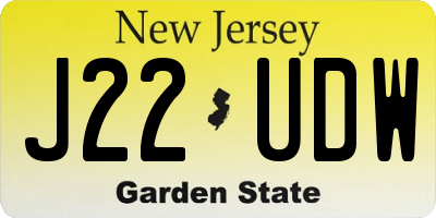 NJ license plate J22UDW