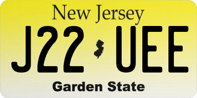 NJ license plate J22UEE
