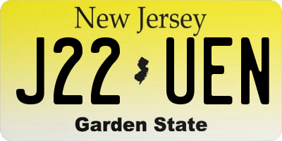 NJ license plate J22UEN